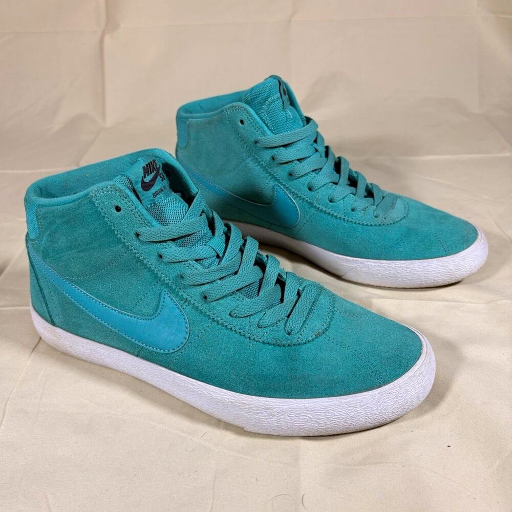 Nike SB Bruin High Cabana Blue Suede Mid Top Skate Sneakers 923112-302 Size 8.5W